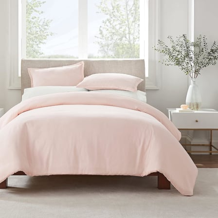 Simply Clean Ultra Yumuşak Hipoalerjenik Lekeye Dayanıklı 3 Parça Düz Nevresim Takımı, Allık, Tam, Queen
