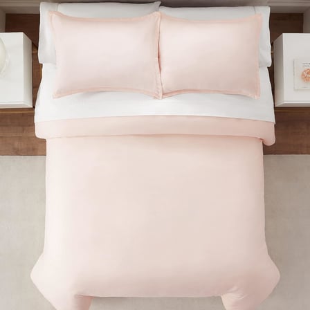 Simply Clean Ultra Yumuşak Hipoalerjenik Lekeye Dayanıklı 3 Parça Düz Nevresim Takımı, Allık, Tam, Queen