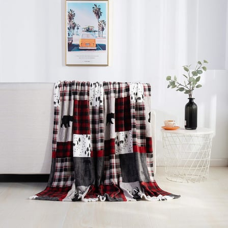Velvet Touch Ultra Peluş Noel Tatili Baskılı Polar Battaniye-127 x 152 cm, (Paket), Yama İşi