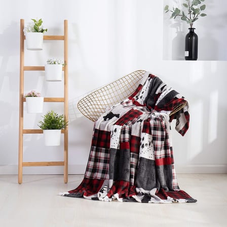 Velvet Touch Ultra Peluş Noel Tatili Baskılı Polar Battaniye-127 x 152 cm, (Paket), Yama İşi