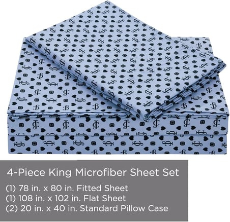 Mikrofiber Çarşaf Seti | Battal Boy Yatak Çarşafları | Battal Boy Yatak | 4 Parça Set Lastikli Çarşaf, Düz Çarşaf ve 2 Yastık Kılıfı İçerir | Derin Cepler, Kırışmaz ve Tüylenmez