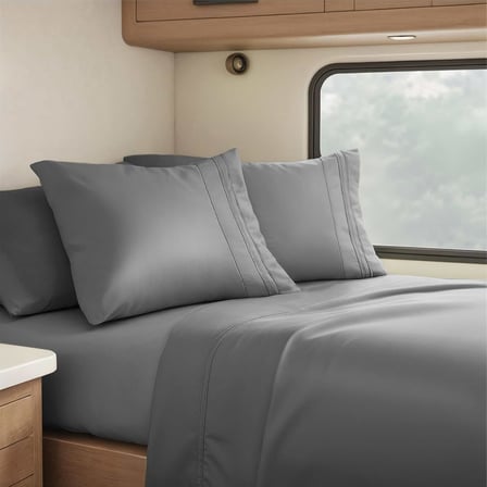RV Kısa Çift Kişilik Çarşaf, 6 Parça RV Ranza Çarşafı, Derin Cepli Lastikli Çarşaf Lüks Yumuşak Mikrofiber RV Çarşafları, Gri