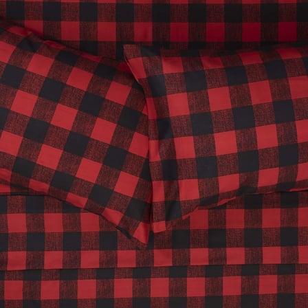 1800 İplik Sayısı Yumuşak Mısır Kalitesi Fırçalı Mikrofiber Hipoalerjenik Lüks Yatak Seti, Düz, Lastikli Çarşaf, 2 Yastık Kılıfı, Tam Bufalo Kareli Bordo