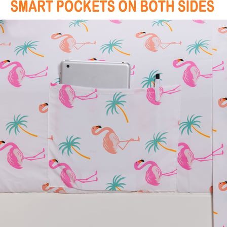 Ultra Yumuşak Çift Fırçalı 6 Parça Mikrofiber Çarşaf Seti Güzel Tropikal Desenler ve Canlı Düz Renkler, Lüks, Dört Mevsim Yatak Çarşafı Seti - Flamingo, Queen