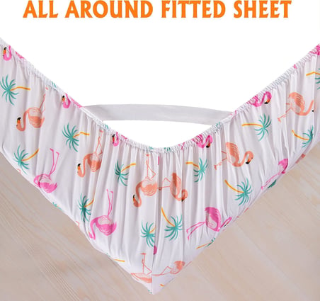 Ultra Yumuşak Çift Fırçalı 6 Parça Mikrofiber Çarşaf Seti Güzel Tropikal Desenler ve Canlı Düz Renkler, Lüks, Dört Mevsim Yatak Çarşafı Seti - Flamingo, Queen
