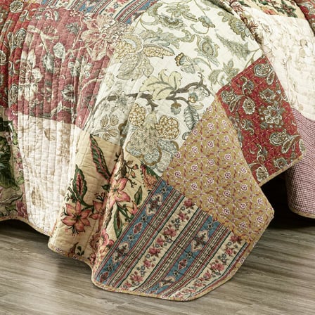 Delaney 2 Parça Çiçekli Yama İşi Vintage Yıkanmış%100 Pamuk Yorgan Seti, İkiz