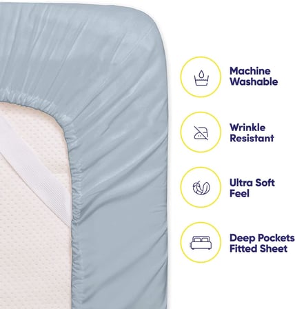 Queen Çarşaf Mavi Misty - 6 Parça 1500 Üstün Koleksiyon İnce Fırçalanmış Mikrofiber Derin Cep Kraliçe Çarşaf Seti Yatak - 2 Ekstra Yastık Kılıfı, Çok Değer, Kraliçe, Mavi Puslu