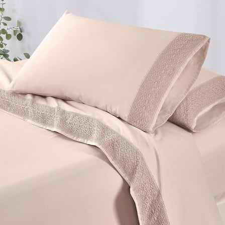 Yumuşak Mikrofiber Tığ İşi Dantel Çarşaflar - Lüks Mikrofiber Yatak Çarşafları - Düz Çarşaf, Derin Cepli Lastikli Çarşaf ve Yastık Kılıfları Allık Kraliçesi