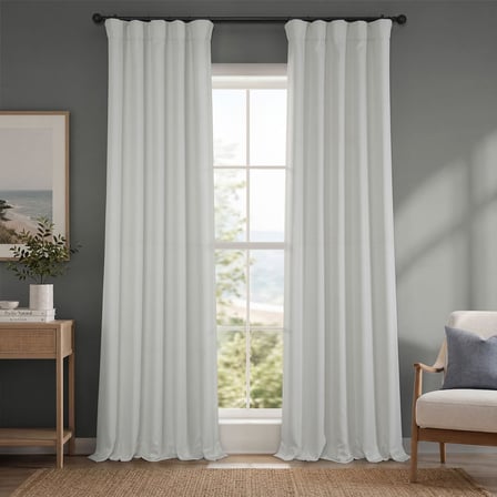 Suni Keten Oda Karartma Perdeleri - 226 cm Uzunluğunda Lüks Keten Perdeler Yatak Odası ve Oturma Odası için (1 Panel), 132 G X 226 L, İstiridye