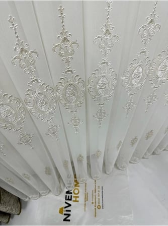 Sierra Altın Işlemeli 108 1/3 Sık Pileli Tül Perde 300 X 260