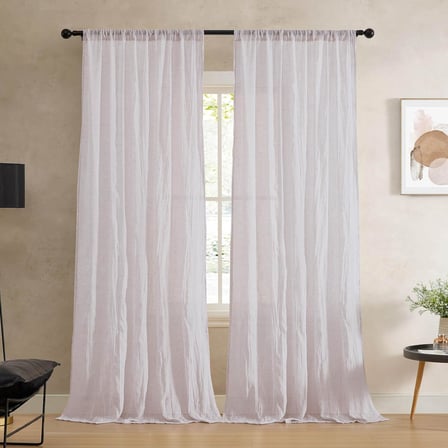 Kiralık Ezilmiş, Pencere Perdesi, 2 Panelli Set, Yarı Şeffaf, Modern Ev Dekoru, Oturma Odası, Yemek Odası, Yatak Odası, Yurt için Perdeler, Ölçüler 127 cm x 160 cm, Krem Beyaz