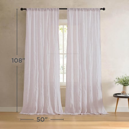 Kiralık Ezilmiş, Pencere Perdesi, 2 Panelli Set, Yarı Şeffaf, Modern Ev Dekoru, Oturma Odası, Yemek Odası, Yatak Odası, Yurt için Perdeler, Ölçüler 127 cm x 160 cm, Krem Beyaz