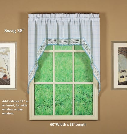 Adirondack 2 Tonlu Kroşe Swag 38", Beyaz/Mavi, 60W x 38L