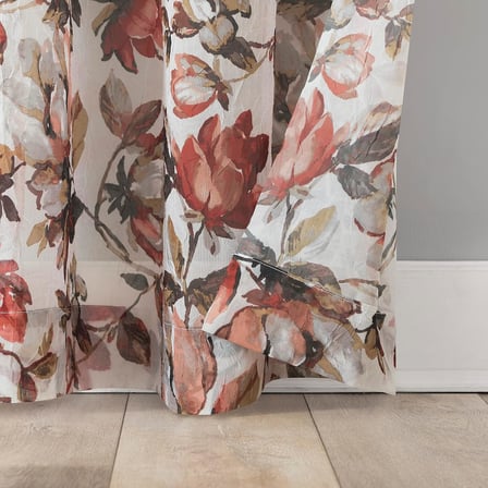 Myra Ezilmiş Şeffaf Vual Çubuk Cep Perde Paneli, 129,5 cm x 213 cm, Kırmızı