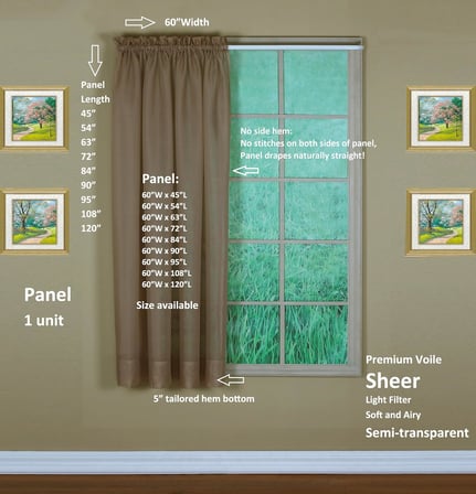 Emelia Orijinal Vual Panel 182,88 cm, Boz Kahverengi, 152,4 cm G x 182,88 cm U