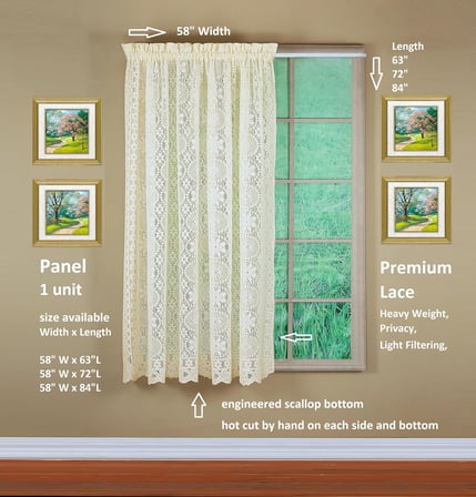 Hopewell Premium Dantel Panel 160 cm, Krem, 58 G x 63 U