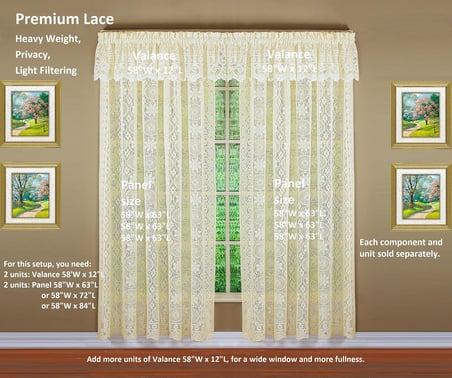 Hopewell Premium Dantel Panel 160 cm, Krem, 58 G x 63 U