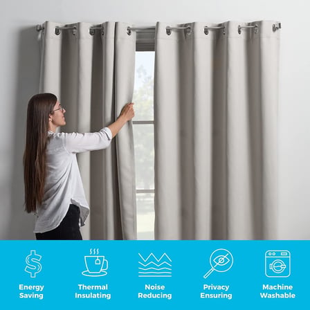 %85 Karartma Perdesi 2 Panelli Set; Beyaz Perdeler 250 cm Uzunluk; Isı Yalıtımlı, Gürültü Azaltıcı