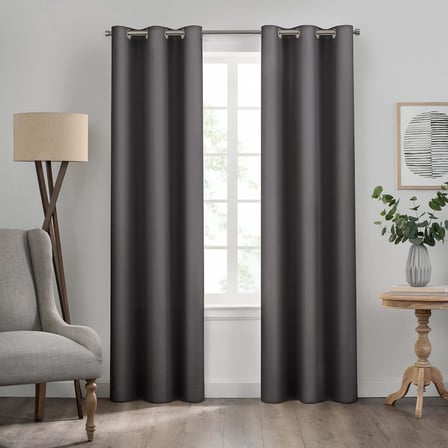 Kendall Düz Dokulu Karartma Termal Yalıtımlı Astar Gromet Pencere Perdesi Yatak Odası için (1 Panel), 106,68 cm x 213,36 cm, Kömür Rengi