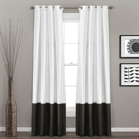 Prima Pencere Perdesi Panel Çifti, 274 cm U x 137 cm G, Siyah ve Beyaz