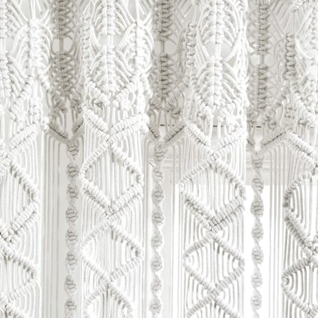 Bohem Makrome Dokulu Pamuk Pencere Perdesi/Oda Bölücüsü/Kapı/Duvar Dekoru, 160 cm x 101 cm (U x G), Beyaz