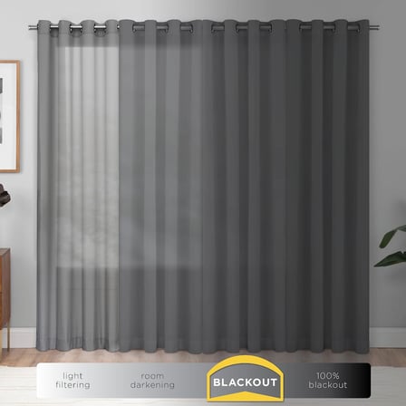 Andover Düz Üçlü Dokuma Termal Karartma Halkalı Yatak Odası için Perde (2 Panel), 106,68 cm x 274,32 cm, Kırmızı