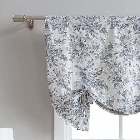 Home - Pamuk fırfırlı, ev dekorasyonu için şık ve hafif pencere dekorasyonu (Annalise Floral Grey, 127 x 63,5 cm)