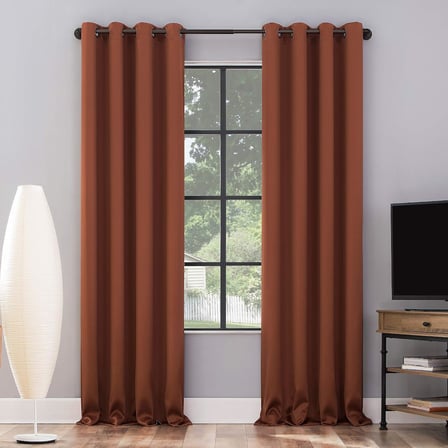 Nordic 2'li Paket Tiyatro Sınıfı Extreme Total Blackout Gromet Perde Panel Çifti, 132 cm x 160 cm, Terakota