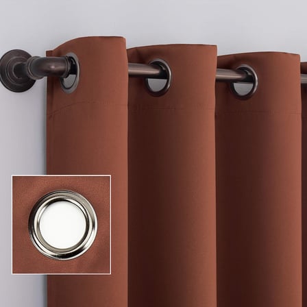 Nordic 2'li Paket Tiyatro Sınıfı Extreme Total Blackout Gromet Perde Panel Çifti, 132 cm x 160 cm, Terakota