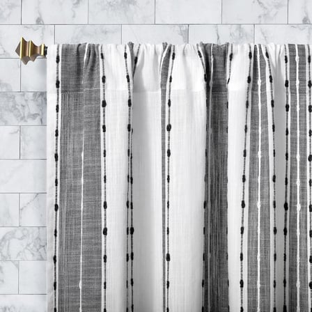 Şantuk Doku Çizgili Pamuk Kafe Perdesi Valance, 132 cm x 35 cm, Siyah/Beyaz