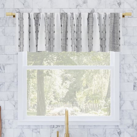 Şantuk Doku Çizgili Pamuk Kafe Perdesi Valance, 132 cm x 35 cm, Siyah/Beyaz