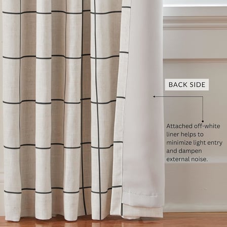 Elrene Home Fashions Pencere Paneli Kareli Karartmalı Pencere Perdesi Panelleri/Oturma Odası, Yatak Odası, Yemek Odası, Siyah, 132 cm x 241 cm (1