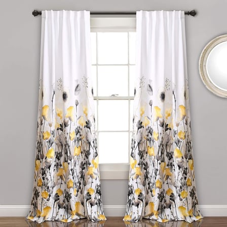 Zuri Flora oda karartma perdeleri, oturma odası, yemek odası, yatak odası, 213,4 x 132 cm, sarı ve gri