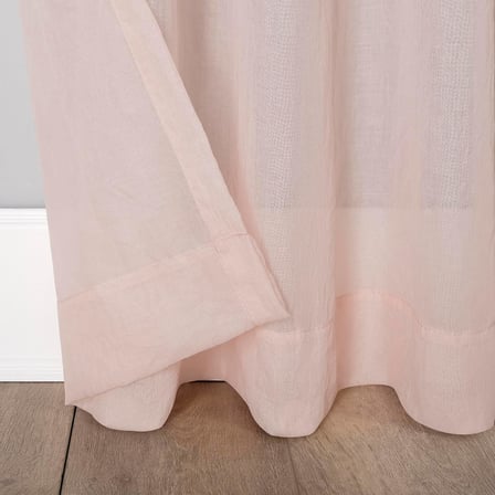 Tayla Ezilmiş Doku Yarı Şeffaf Çubuk Cep Perde Paneli, 127 cm x 213 cm, Pembe