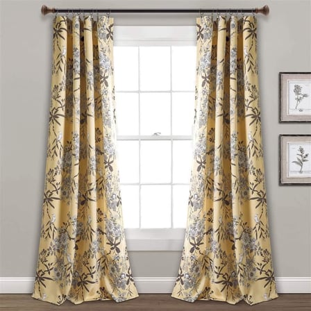 Kuş baskılı sarı botanik bahçesi perde, karartmalı, pencere perdesi, oturma odası, yemek odası, yatak odası için set, 213,4 x 132,1 cm