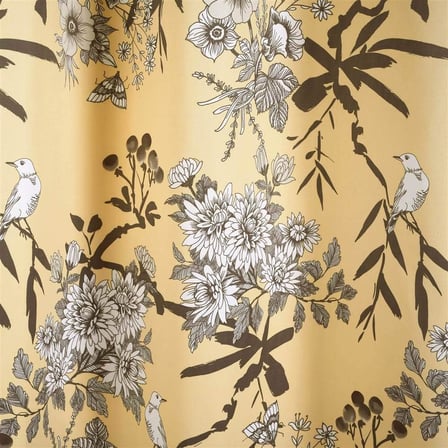 Kuş baskılı sarı botanik bahçesi perde, karartmalı, pencere perdesi, oturma odası, yemek odası, yatak odası için set, 213,4 x 132,1 cm