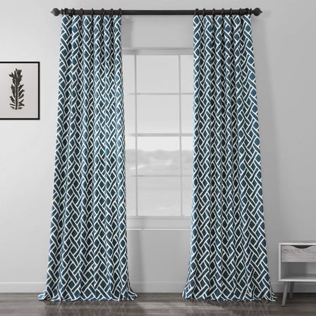 Oda Dekorasyonları İçin Baskılı Pamuklu Perdeler 50 X 108 (1 Panel), PRCT-D07D-108, Martinik Mavisi