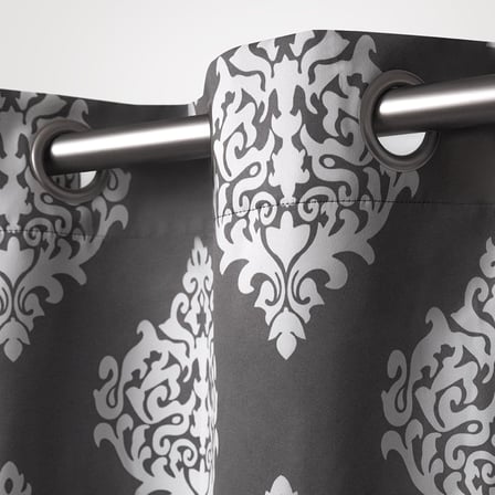 Özel Ev Madalyon Oda Karartma Halkası Üst Perde Paneli Çifti, 132 cm x 274 cm, Siyah İnci