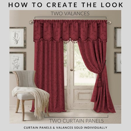 Elrene Home Fashions Mia Jakarlı Kaydırmalı Karartma Pencere Perdesi, 52" x 95" (1 Panel), Kırmızı
