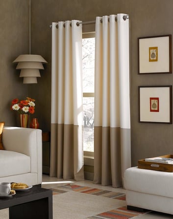 Kendall Color Block Tülle Vorhang Panel, Textil, Ivory/Tan, 120 inch