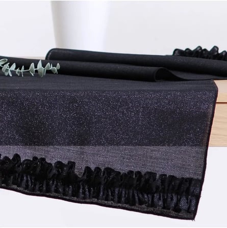 Simli Keten Runner Fırfırlı 45x150 Cm V0002074