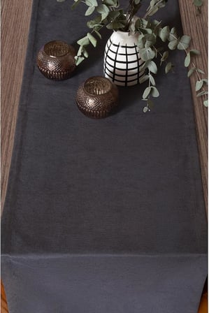 Fabric Design Kadife Dokulu Modern Antrasit Runner