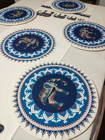 Etnik Fil Desenli Runner, 6'lı Supla Set