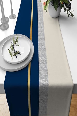 Lacivert Premium Tay Tüyü Dokuma Leke Tutmaz Kumaş Masa Örtüsü Runner 40X140Cm Rnr489