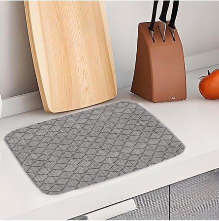Yıkanabilir Bulasik Kurutma Mati Kurulama Bezi Kurutma Örtüsü Tezgah Üstü Bulaşıklık 40X50 Cm, Gri-1