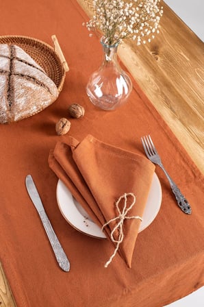 Wellstil 6'lı Premium Keten Peçete 40 X 40 (Tarçın)