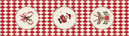 Yılbaşı Temalı Dijital Baskılı Runner Örtüsü Christmas Kırmızı 40x140 cm