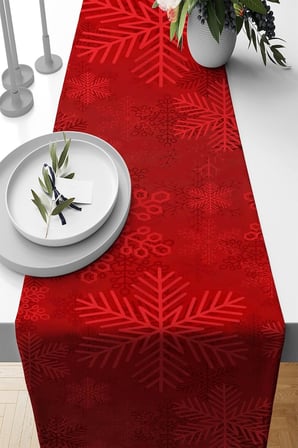Kırmızı Yeniyıl Yılbaşı Noel Christmas Runner Masa Örtüsü 40X140Cm Rnr641