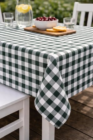 Pötikare Pamuklu Masa Örtüsü Sofra Bezi 160x170 cm - Balkon, Bahçe, Mutfak, Piknik İçin (Yeşil)