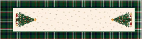 Yılbaşı Temalı Dijital Baskılı Runner Örtüsü Christmas Yeşil 40x140 cm
